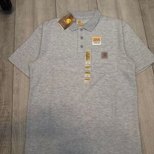 NEW Grey Carhartt polo shirt WITH FREE MASk SIZE S men